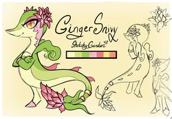  accessory ambiguous_gender color_swatch elemental_creature feral flora_fauna flower generation_5_pokemon hi_res markings model_sheet nintendo plant pokemon pokemon_(species) sketchygarden snivy solo 