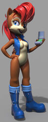  anthro archie_comics boots breasts chipmunk clothing female footwear ground_squirrel hair handheld hi_res lemurfeature mammal nicole_(computer) red_hair rodent sally_acorn sciurid sega solo sonic_the_hedgehog_(archie) sonic_the_hedgehog_(comics) sonic_the_hedgehog_(series) standing 