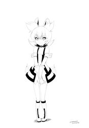  clothed clothing female fennekin flat_chested generation_6_pokemon humanoid lolicon mammal monochrome nintendo pokemon pokemon_(species) solo stormcow young 