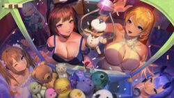  5girls against_glass amagi_(azur_lane) amazon_(azur_lane) animal_ears azur_lane bare_shoulders blonde_hair blue_eyes blue_hair blunt_bangs breast_press breasts breasts_on_glass brown_hair choker cleavage closed_mouth collarbone crane_game damiaodi dress fox_ears frilled_dress frills from_above grey_hair hair_ornament hair_scrunchie holding holding_stuffed_toy horns hugging_object i-13_(azur_lane) indoors large_breasts long_hair multiple_girls north_carolina_(azur_lane) official_art open_mouth purple_dress purple_eyes scrunchie sleeveless sleeveless_dress smile standing strapless strapless_dress stuffed_alpaca stuffed_animal stuffed_dolphin stuffed_duck stuffed_panda stuffed_rabbit stuffed_toy teddy_bear twintails very_long_hair white_dress yellow_eyes z46_(azur_lane) 