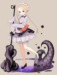  :d abigail_williams_(fate) abigail_williams_(festival_outfit)_(fate) bad_id bad_twitter_id bell_(oppore_coppore) black_dress black_footwear blonde_hair bloomers blue_eyes blush braid brown_background butterfly_hair_ornament commentary_request dress eighth_note fate/grand_order fate_(series) female forehead full_body hair_ornament heart high_heels highres holding keyhole long_hair long_sleeves musical_note official_alternate_costume open_mouth parted_bangs shirt shoes sidelocks sleeveless sleeveless_dress sleeves_past_fingers sleeves_past_wrists smile solo standing standing_on_one_leg stuffed_animal stuffed_toy teddy_bear tentacle underwear v-shaped_eyebrows very_long_hair white_bloomers white_shirt 