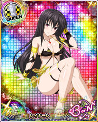  anklet barefoot bikini black_bikini black_hair breasts card_(medium) character_name chess_piece cleavage closed_mouth female high_school_dxd high_school_dxd_born jewelry large_breasts long_hair looking_at_viewer official_art pendant pink_eyes queen_(chess) raynare smile solo swimsuit torn_bikini torn_clothes trading_card very_long_hair 