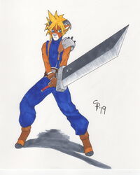  2019 absurd_res anthro armor benjamin_heche bighorn_sheep bovid buster_sword caprine cloud_stance cloud_strife cosplay dreadwolfclaw1990 final_fantasy final_fantasy_vii fur hair hi_res male mammal melee_weapon shadow sheep simple_background solo square square_enix standing sword traditional_media_(artwork) weapon white_background 