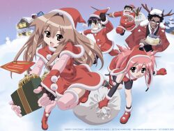  christmas edomae_luna masa michishio_nagasumi santa_costume santa_hat seto_gouzaburou seto_no_hanayome seto_san snow thigh-highs 