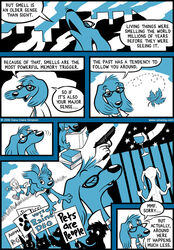 2009 anthro bars blue_theme cage canid canine canis comic cool_colors dana_simpson domestic_dog english_text eyewear falling_leaves female flashback glasses group jeff_(rainedog) mammal prisoner raine_(rainedog) rainedog text