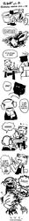 2002 absurd_res alternating_focus ame_(daisuke_amaya) amphibian black_and_white blood bodily_fluids comic daisuke_amaya dialogue digital_drawing_(artwork) digital_media_(artwork) domestic_cat english_text felid feline felis female frog group hi_res kero_blaster long_image male mammal monochrome nine_frame_image sasuke_(kero_blaster) studio_pixel tail tall_image text