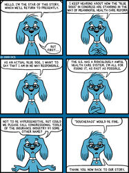 2009 anthro base_three_layout canid canine canis collar_tag comic commentary content_repetition dana_simpson dialogue domestic_dog english_text eyewear female glasses greeting grid_layout mammal politics raine_(rainedog) rainedog rant regular_grid_layout six_frame_grid six_frame_image solo species_in_dialogue speech_bubble star star_collar_tag star_polygon text three_row_layout