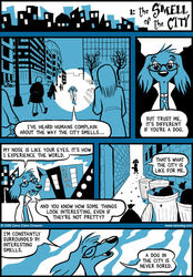 anthro base_three_layout blockage_(layout) canid canine canis comic dana_simpson dialogue dialogue_outside_panel domestic_dog english_text eyewear female five_frame_image four_frame_staggered_grid glasses group horizontal_blockage horizontal_staggering humor mammal overlay_layer raine_(rainedog) rainedog solo_focus species_in_dialogue speech_bubble staggering_(layout) text three_row_layout