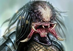 2007 angry armor black_hair bust_portrait clothing digital_media_(artwork) dreadlocks fishnet_clothing get_to_da_choppah hair hi_res humanoid male mandibles nebezial not_furry open_mouth portrait predator_(franchise) solo teeth tusks yautja yellow_eyes