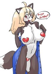  2020 5_fingers :d ahoge akuma_gaoru anthro asian_clothing big_breasts biped black_body black_ears black_fur black_nose black_tail blonde_eyebrows blonde_hair blue_clothing blue_dress blush breasts button_dress canid canine canis cheek_tuft chest_tuft clothed clothing countershade_legs countershade_torso countershading dark_ears dark_nose digital_media_(artwork) dipstick_tail dress east_asian_clothing eyebrow_through_hair eyebrows eyewear facial_tuft female female_anthro fingers fur futaba_channel gao-san glasses hair heart_maebari heart_pasties humanoid_hands japanese_clothing kazuhiro kemono light_body light_face light_inner_ear long_hair maebari mammal markings may_(futaba) monotone_clothing monotone_dress monotone_face monotone_hair monotone_inner_ear mostly_nude multicolored_body multicolored_fur open_clothing open_dress open_mouth open_smile pasties portrait raised_hand red_eyes simple_background skimpy smile solo tail tail_markings three-quarter_portrait translucent translucent_hair tuft two_tone_body two_tone_fur two_tone_tail unbuttoned white_background white_body white_countershading white_face white_fur white_inner_ear white_tail white_tail_tip wolf 