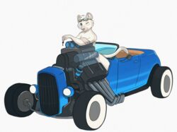  anthro car chassis engine eyewear eyewear_on_head eyewear_only felid female ford fur goggles goggles_on_head goggles_only green_eyes key lion looking_at_viewer mammal merlinmakes motor_vehicle nude one_eye_closed pantherine pink_nose simple_background sitting sitting_on_car sitting_on_vehicle smile smiling_at_viewer solo supercharger vehicle vintage_car wheel white_background white_body white_fur wink 