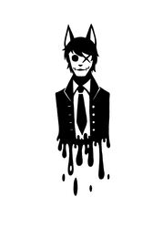  2015 animal_humanoid black_and_white bust_portrait cat_humanoid clothing digital_drawing_(artwork) digital_media_(artwork) drip_effect ears_up felid felid_humanoid feline feline_humanoid front_view hair hi_res humanoid male mammal mammal_humanoid monochrome necktie pitch_haven portrait prick_ears restricted_palette scp_foundation sewn_eye sewn_mouth silhouette simple_background solo stuart_hayward suit sunnyclockwork white_background x_eye 