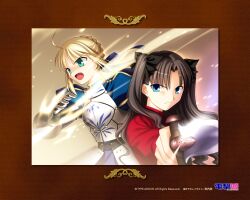  fate/stay_night saber takeuchi_takashi tohsaka_rin type_moon wallpaper 