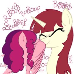 1:1 alpha_channel animated boop closed_eyes duo equid equine female feral fur hair hasbro horn lauren_faust long_hair low_res mammal marker_pony_(mlp) multicolored_hair my_little_pony mythological_creature mythological_equine mythology open_mouth pink_body pink_fur short_playtime simple_background transparent_background two_tone_hair unicorn unknown_artist white_body white_fur