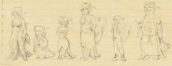 2013 ailurid anthro asterozoan avian bagelcollector beak big_breasts bird blue_jay breasts cecaelia cephalopod chart chef cjk_character clothing corvid echinoderm feathers female fish group hair height_chart hi_res hybrid jay_(bird) lineup long_hair mammal marine mephitid model_sheet mollusk monochrome new_world_jay oscine passerine procyonid raccoon red_panda short sketch skunk smile starfish starfish_(accessory) starfish_bra tall teal_seas tentacle text