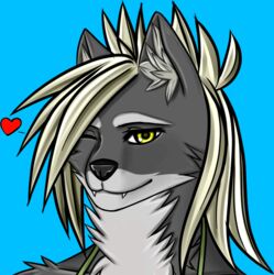 2_frame_animation animated anthro canid canine canis heart_symbol linda_gronyvsky looking_at_viewer male mammal one_eye_closed short_playtime simple_background solo wink wolf zi0808