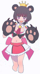  :d akiyama_enma animal_ears animal_hands bare_shoulders bear_ears bear_girl bear_paws black_hair breasts claws cowboy_shot cropped_jacket crown detached_collar female frilled_skirt frills gloves gradient_hair jacket looking_at_viewer multicolored_hair navel oerba_yun_fang open_mouth paw_gloves pink_hair pink_jacket short_hair skirt sleeveless sleeveless_jacket small_breasts smile solo standing yuri_kuma_arashi yurishiro_ginko 