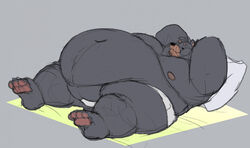  anthro bear belly big_belly captainjusticevirtsuoso clothing hands_behind_head huge_belly lying male mammal morbidly_obese nipples obese obese_anthro obese_male on_back overweight overweight_anthro overweight_male pillow relaxing smile solo underwear 