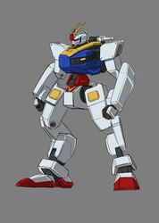  alternate_color clenched_hands company_connection fusion gundam hiwa_industry kenbu_(kyoukai_senki) kyoukai_senki mecha mobile_suit_gundam no_humans reverse-jointed_legs robot rx-78-2 science_fiction solo standing sunrise_(company) v-fin yellow_eyes 