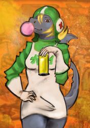 anthro bubble_gum clothing cosplay female fish graffiti gum_(jet_set_radio) jet_set_radio marine sega sega_dreamcast shark solo treefyleaves