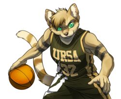 5_fingers alpha_channel anthro ball basketball basketball_(ball) basketball_uniform bottomwear clothing fba felid feline felis fingers fur green_bottomwear green_clothing green_eyes green_pants green_shirt green_sleeveless_shirt green_topwear male mammal markings multicolored_clothing multicolored_pants multicolored_shirt multicolored_sleeveless_shirt multicolored_topwear muscular muscular_anthro muscular_male pac pants pose sand_cat shirt simple_background sleeveless_shirt sofia_kikian solo sport sportswear striped_markings striped_tail stripes tail tail_markings tan_body tan_bottomwear tan_clothing tan_fur tan_pants tan_shirt tan_sleeveless_shirt tan_tail tan_topwear topwear transparent_background two_tone_tail uniform white_bottomwear white_clothing white_pants white_shirt white_sleeveless_shirt white_topwear yellow_sclera