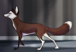 2014 ambiguous_gender canid canine feral fox mammal nude side_view skia solo