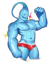 2014 5_fingers abs absurd_res biceps blue_body blue_eyes clothed clothing fingers happy hi_res humanoid league_of_legends looking_at_viewer male manly muscular muscular_humanoid muscular_male narrowed_eyes navel not_furry oskar pecs pinup pose red_clothing riot_games skimpy smile solo speedo squint standing swimwear tencent topless triceps water zac_(lol)