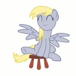 1:1 2014 animated bite biting_lip biting_own_lip blonde_hair cheezedoodle96 closed_eyes derp_eyes derpy_hooves equid equine feathered_wings feathers female friendship_is_magic fur furniture grey_body grey_feathers grey_fur grin hair hasbro lips loop low_res mammal my_little_pony mythological_creature mythological_equine mythology pegasus rocking self_bite short_playtime simple_background smile solo spread_wings stool teeth white_background wings yellow_eyes