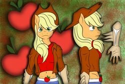 anthro applejack_(mlp) digital_media_(artwork) earth_pony equid equine female friendship_is_magic hair hasbro horse mammal mishiranui-san model_sheet multicolored_hair my_little_pony pony preview side_view solo