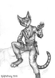 2014 alcohol anthro bandit_(disambiguation) beverage domestic_cat felid feline felis glass hi_res holding_glass holding_object kekpafrany male mammal monochrome pose solo traditional_media_(artwork) wine