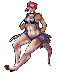 2014 anthro breasts female hair hi_res mammal mustelid otter shapeshifterprincess solo