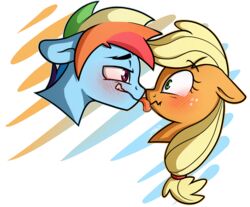 2014 alpha_channel applejack_(mlp) blonde_hair blue_body blue_fur blush bodily_fluids duo earth_pony equid equine female friendship_is_magic fur green_eyes hair hasbro horse licking male male/female mammal multicolored_hair my_little_pony nolycs pony purple_eyes rainbow_dash_(mlp) rainbow_hair rule_63 saliva simple_background tongue tongue_out transparent_background