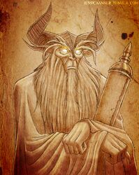 beard big_horn claws clothed clothing concept_art demon facial_hair fallen_angel fully_clothed glowing glowing_eyes horn humanoid janner3d long_ears lucifer_(disambiguation) male mature_humanoid mature_male not_furry old robe satan satyr scroll solo