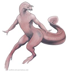 5_fingers 5_toes alpha_channel ambiguous_gender antennae_(anatomy) anthro bald black_eyes cyclostomata digitigrade featureless_crotch feet fingers fish flat_chested full-length_portrait hagfish humanoid_hands jawless_fish loiosh long_tail long_toes looking_away marine nude pink_body pink_skin portrait pose simple_background slightly_chubby solo tail text thick_tail toes torchembers transparent_background url watermark