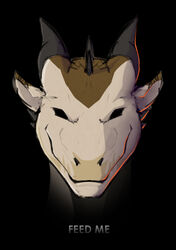 2014 brown_body brown_skin dragon evalion evalion_(character) headshot_portrait horn male mythological_creature mythological_scalie mythology portrait scalie shaded smile solo white_body white_skin