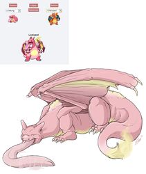 alternate_species ambiguous_gender big_tongue charizard closed_eyes dragon english_text fakemon feral fire flaming_tail forked_tongue fusion generation_1_pokemon hi_res kendall_hale lickitung lizard long_tongue membrane_(anatomy) membranous_wings mythological_creature mythological_scalie mythology nintendo pokemon pokemon_(species) pokemon_fusion reptile scalie simple_background solo tail text tongue tongue_out wings