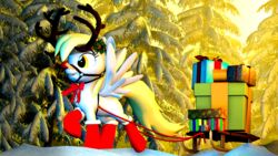 16:9 2014 3d_(artwork) absurd_res christmas derpy_hooves digital_media_(artwork) equid equine feathered_wings feathers female feral friendship_is_magic grey_body grey_feathers hasbro hi_res holidays mammal my_little_pony mynokiarules mythological_creature mythological_equine mythology outside pegasus snow solo widescreen wings