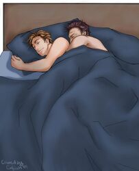  2boys bed bedroom celebrity cuddling gay gregory_house house james_wilson male male_only tagme yaoi 