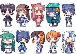  2k-tan 6+girls 98-tan chibi chibi_only glasses green_hair homeko kusaka_kokage long_hair long_sleeves lowres me-tan microsoft_windows multiple_girls number_hair_ornament os-tan short_hair thighhighs xp-tan xp_home-tan xppro 