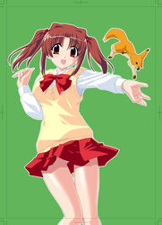  female izuna_(ukagaka) kannagi_youko long_sleeves outstretched_arm reaching school_uniform solo tokino ukagaka 