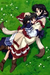  2girls absurdres animal_ears aruruu dog_ears eruruu highres layered_sleeves long_sleeves multiple_girls nakata_masahiko scan siblings sisters utawarerumono 