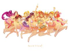  6+girls ayase_eli barefoot black_hair blonde_hair blue_eyes bow breasts brown_eyes brown_hair commentary_request copyright_name hairbow hoshizora_rin koizumi_hanayo kosaka_honoka long_hair love_live! love_live!_school_idol_project medium_breasts minami_kotori multiple_girls natsuiro_egao_de_1_2_jump! nishikino_maki one_side_up open_mouth orange_hair ponytail purple_eyes purple_hair red_eyes red_hair saylor short_hair small_breasts smile sonoda_umi swimsuit tojo_nozomi twintails yazawa_nico yellow_eyes 