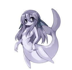  female female full_body head_fins long_hair ls-lrtha mermaid monster_girl simple_background solo white_background 