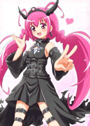  commentary_request cosplay cure_happy diesel-turbo female fukuen_misato hoshizora_miyuki konjiki_no_yami konjiki_no_yami_(cosplay) long_hair pink_eyes pink_hair precure season_connection smile_precure solo thigh_strap to_love-ru voice_actor_connection 