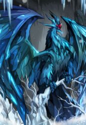  anivia beak forehead_jewel ice ice_crystal ice_wings league_of_legends neo-tk.. no_humans red_eyes solo wings 