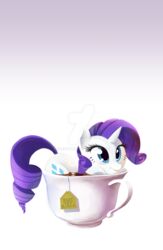  beverage cats_are_liquid container cup cutie_mark distracting_watermark equid equine female feral food friendship_is_magic gashiboka hasbro hi_res horn in_container in_cup liquid mammal mane my_little_pony mythological_creature mythological_equine mythology rarity_(mlp) solo tea tea_bag unicorn watermark 