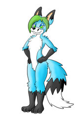  absurd_res anthro blue_body blue_fur canid canine femboy fennec_fox fluffy fox fur hair hi_res hybrid male mammal no_pupils snout_notch solo tokala tokalathefox true_fox 