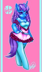  anthro anthrofied breasts clothing dress equid equine female hasbro hooves horn horse looking_at_viewer mammal my_little_pony my_little_pony_tales mythological_creature mythological_equine mythology open_mouth pollo-chan pony solo standing unicorn 