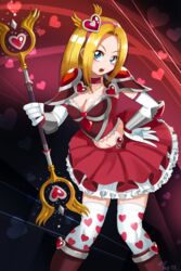  alternate_costume armor blonde_hair blue_eyes boots breasts bubble_skirt choker cleavage elbow_gloves elbow_pads female gloves hairband hand_on_own_hip heart heart_background heart_print heartseeker league_of_legends long_hair lux_(league_of_legends) magical_girl medium_breasts midriff navel neo-tk.. over-kneehighs pauldrons print_thighhighs shoulder_armor skirt solo staff star_guardian_(league_of_legends) star_guardian_lux thighhighs vambraces white_gloves white_thighhighs zettai_ryouiki 