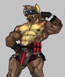  abs anothereidos_of_dragon_vein_r anthro dagantfus_(artist) hi_res hyena male mammal muscular muscular_anthro muscular_male nipple_piercing nipples nitro_(anothereidos_r) pecs piercing solo vein veiny_muscles 